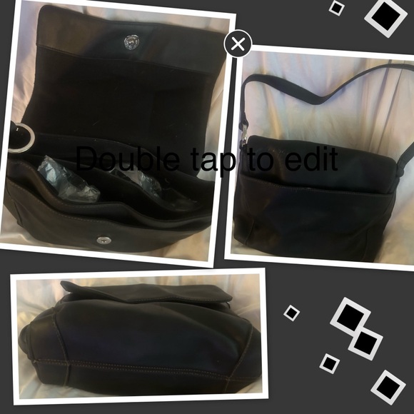 Nine West faux Leather black Purse Shoulder Bag Flap Closure foldover - Picture 2 of 2